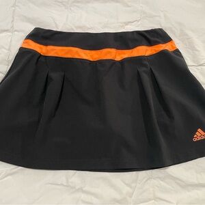 Black and Orange Mini A-Line Athletic Skirt with Pleated Design